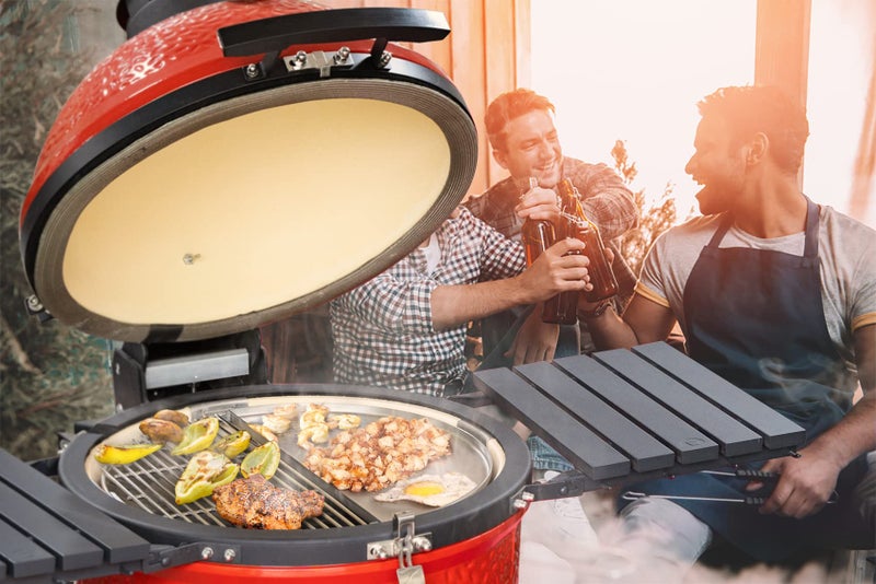 Skyflame Universal Stainless Steel Griddle, 18" Half-Round Flat Top BBQ Cooking Griddle Compatible With Kamado Joe Ceramic Grills/Weber Kettle Grills/Grill Caterings/Outdoor Stoves - Image 4